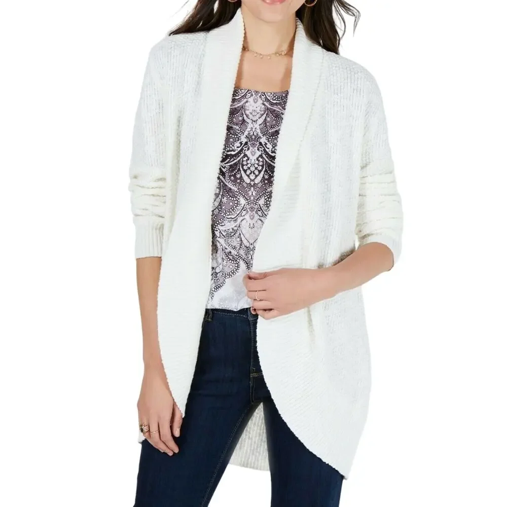 Style & Co Women's Shawl-Lapel Open-Front Cardigan Winter White Size Small - $69